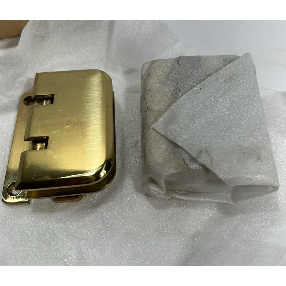 Pair Gold Tone Bathroom Clamp Clip Glass Door Hinge 3/8